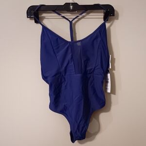 Small (3-5) Endless Waves Junior's Strappy Back One Piece Swimsuit Navy Blue